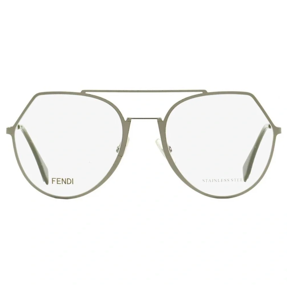 New Fendi FF 0329 Eyeglasses Silver 53mm Aviator Optical Frames